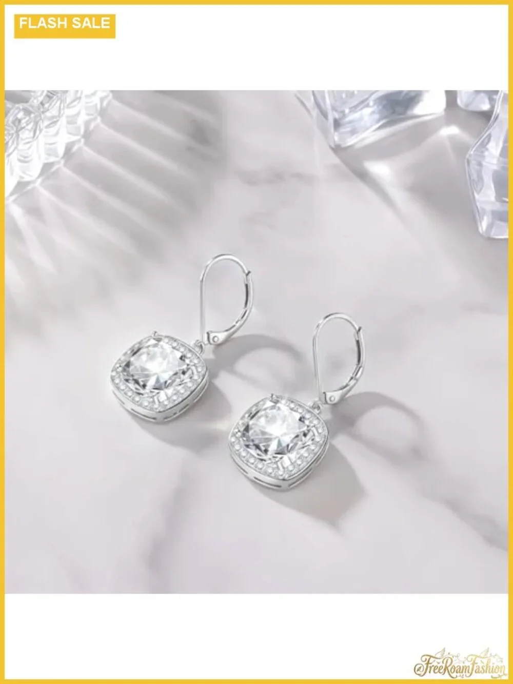Sterling Silver Dangle Opal Earrings for Women Sparkly Square Drop